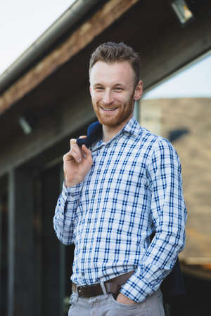 Portrait of young fashionable manの写真素材