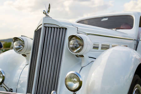 VATRA, MOLDOVA - MAY 1: Exhibition of retro cars on May 1, 2015 in Vatra, Moldova. Retro-May Festival, an exhibition of vintage cars and motorcyclesのeditorial素材