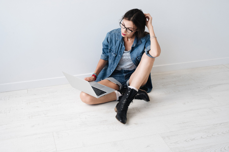 Young woman with laptopの写真素材