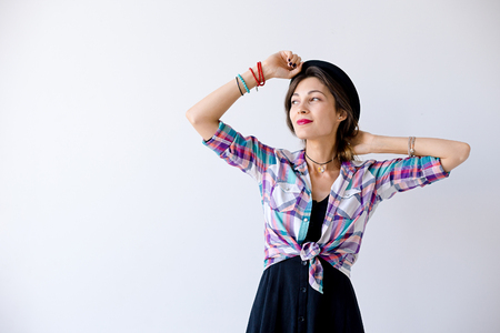 Portrait smart girl with beautiful warm smileの写真素材