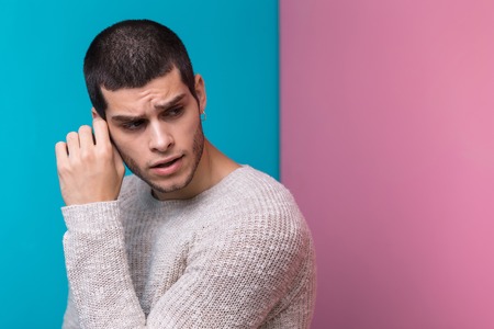 Handsome man studio portraitの写真素材