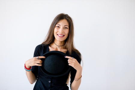 Attractive woman portrait with copy spaceの写真素材