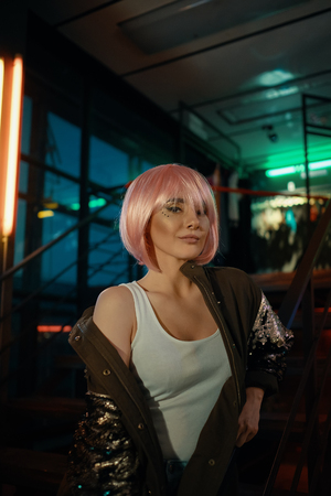 Girl and Nightclub lifeの写真素材