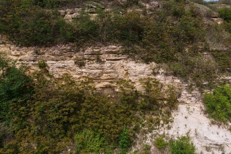 Aerial top view of rocks and tree, mountain ecosystem and healthy environment concept and...
