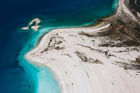 Beautiful sea cost view. Turkey sea costline beach. Sunlight in summer sunny day.の写真素材