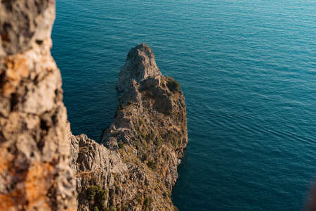 Ruins on the coastline in the sea Alanya, Turkeyの写真素材