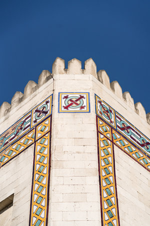 Modern arabic style building on blue sky backgroundの写真素材
