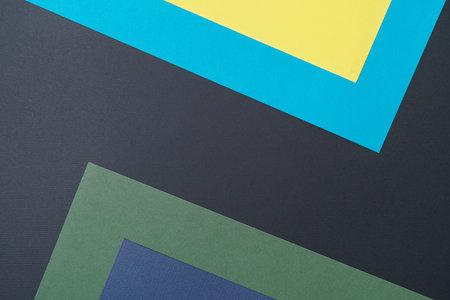 Blue, yellow, black, green, five tone color paper background with stripes. Abstract background...