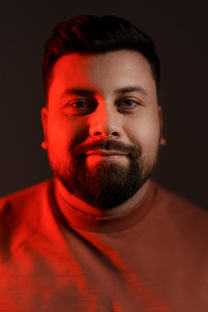 Gentle Gaze with Warm Tonesの写真素材