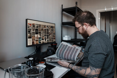 Professional photography setup with modern equipmentの写真素材