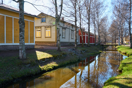 Old town of Rauma, Finland in spring time.の写真素材