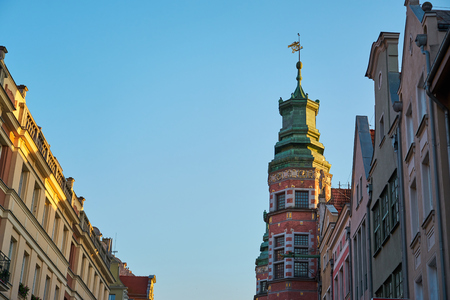 Roofs and tower of an old city Gdansk, Poland.のeditorial素材