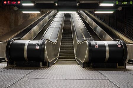 Escalators of the  subway station.