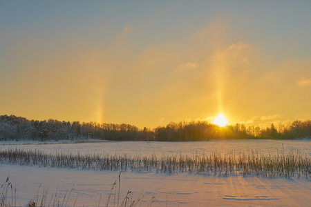 The Halo effect on fields in Turku, Finland. Copy space.の写真素材