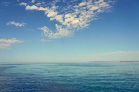 The Mediterranean coast on the island of Crete in Kolimbari. Copy space.の写真素材