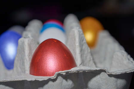 Colored pearly colored eggs for Easter
