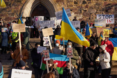 Turku, Finland - 26 February, 2022: Action against Russian aggression against Ukraine in Turku,...