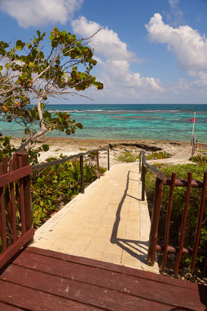 Passage to a tropical beach on the shores of the Caribbean Sea.の写真素材