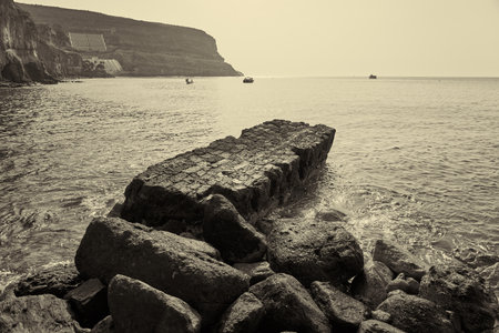Rocks and stones on the shores of Gran Canaria.の写真素材