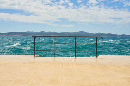 Railings on the waterfront in Zadar, Croatia.の写真素材