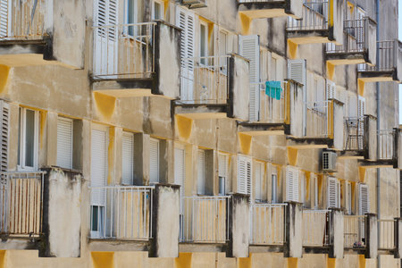 The balconies of the old building are like a background