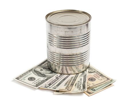 Metall barrel and moneyの写真素材