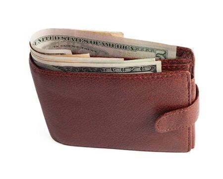 Wallet with dollars isolated on whiteの写真素材