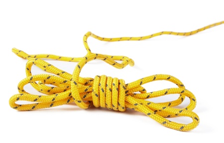 Yellow rope isolated on whiteの写真素材