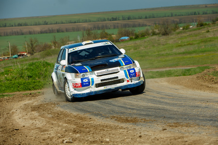 ODESSA, UKRAINE - APRIL 17: Gorshkov Mihail driving his car Vaz citcar at the 1-st stage "Severinov" of the championship of Ukraine "Liman Cup" on April 17, 2016 in Odessa, Ukraine.のeditorial素材