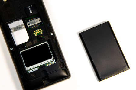 Push-button telephone, parsing, SIM card, memory card, battery