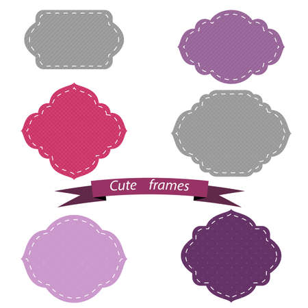 Color frame and label set. Vector illustration.のイラスト素材