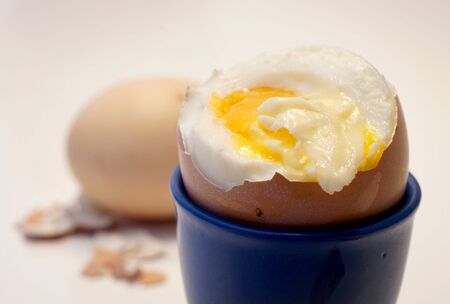 close-up of egg yolk of cooked egg with melted butter