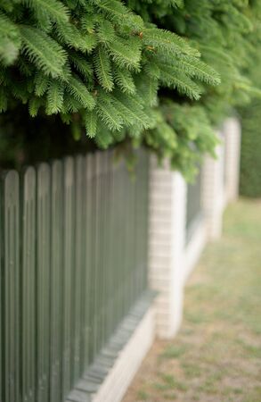 fence made of painted boardsの写真素材