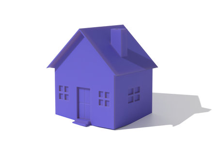 3D illustration. A simple model of a house with a chimneyの写真素材