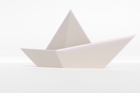 3d illustration. Paper boat on a white backgroundの写真素材