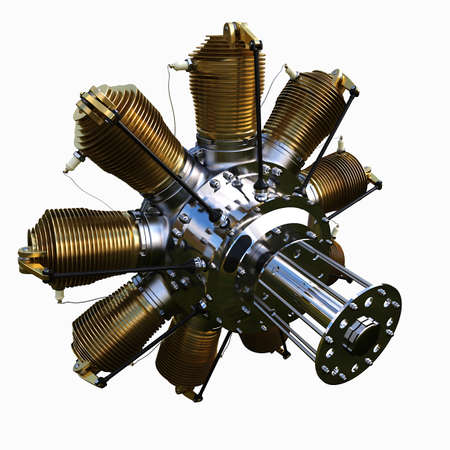 3d illustration. Airplane Rotary Engine from the time of the Great Warの写真素材
