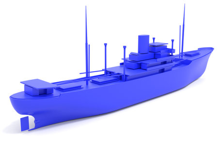 3D illustration. 3D printer model of historical general cargo motor shipの写真素材