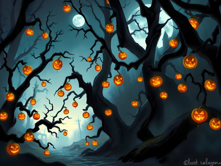 A detailed fantasy illustration of glowing jack-oの素材