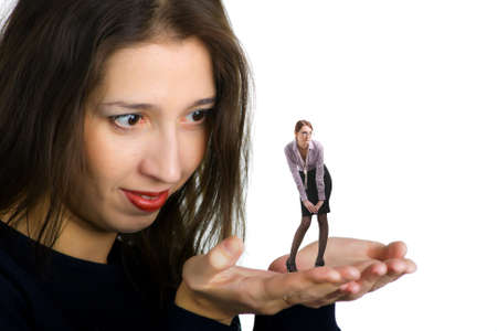 at the hands of a woman is very small girlの写真素材