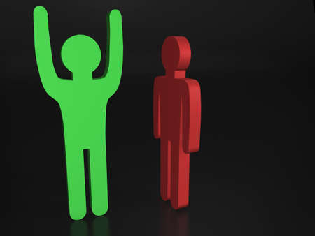 An abstract illustration with figures of people on a gray background の写真素材