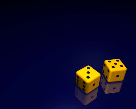 Dice on the surface with a beautiful reflectionの写真素材