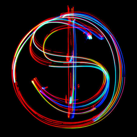 Icon of the American dollar. Photography in the style of a freezelight.の写真素材