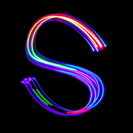 Letter of English alphabet on black. の写真素材