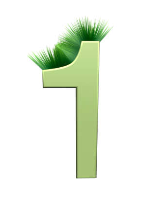 3D illustration depicting the Arabic numerals, which grew green grassの写真素材
