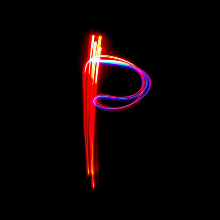 Letters of English alphabet on black background. Freezelight photo.の写真素材