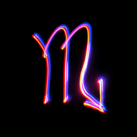 Signs of the zodiac on a black background. Freezelight. photography styleの写真素材