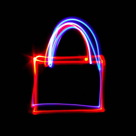 Freezelight photo depicting the contours of the lock on a black background.の写真素材