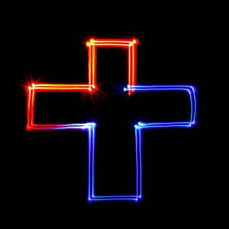 A beautiful cross, drawn by technology freezelight and photocamera.の写真素材
