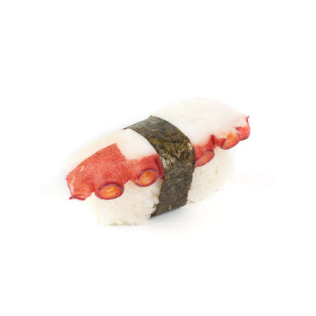 Japanese sushi with meat octopus on a white backgroundの写真素材