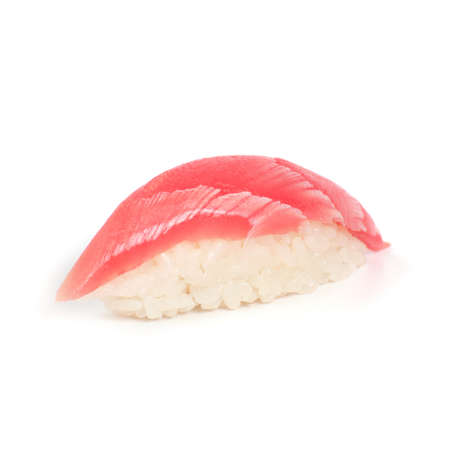 Japanese sushi with meat tuna on a white backgroundの写真素材